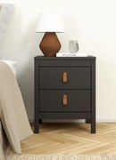 Madrid κομοδίνο με 2 συρτάρια 43,8x38,4x54,1εκ. Μαύρο