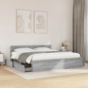 vidaXL Πλαίσιο Κρεβατιού με Κεφαλάρι Γκρι Sonoma 180x200εκ. Επεξ. Ξύλο