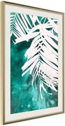 Αφίσα - White Palm on Teal Background - 40x60 - Χρυσό - Με πασπαρτού