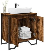 vidaXL Ντουλάπι Νιπτήρα Μπάνιου Καπνιστή Δρυς 60x35x60 εκ. Επεξ. Ξύλο