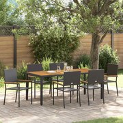 vidaXL Σέτ φαγητού για κήπο 7 pcs Μαύρο 190 x 90 x 75 cm