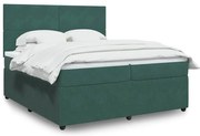 vidaXL Κρεβάτι Boxspring με Στρώμα Σκούρο Πράσινο 200x200εκ. Βελούδινο