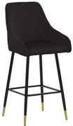 Σκαμπό bar Lithe pakoworld μεταλλικό μαύρο χρυσό-βελούδο μαύρο 47x44x98εκ