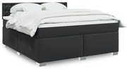 vidaXL Κρεβάτι Boxspring με Στρώμα Μαύρο 180x200εκ.από Συνθετικό Δέρμα