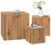 Βοηθητικά Τραπέζια 3 τεμ. τεχνίτης Δρυς από Επεξεργασμένο Ξύλο