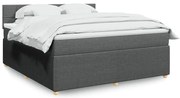 vidaXL Κρεβάτι Boxspring με Στρώμα Σκούρο Γκρι 180x200 εκ Υφασμάτιν
