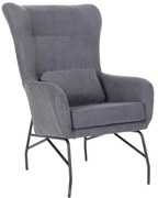 Πολυθρόνα - μπερζέρα Rimbo ανοιχτό γκρι βελούδο-πόδι μαύρο μέταλλο 66x81x102εκ 66x81x102 εκ.