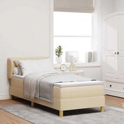 vidaXL Κρεβάτι με Ελατήρια και Στρώμα Κρεμ 90x200 εκ Υφασμα Κρεμ