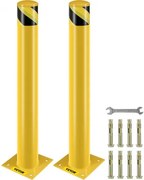VEVOR Safety Bollard, 36 Inch Height Bollard Post, 4.5 Inch Diameter Steel Pipe Safety Bollard Post, Yellow Steel Bollard, Steel Safety Bollard with 8 Anchor Bolts, Perfect for Traffic-Sensitive Area