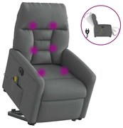 vidaXL Πολυθρόνα Μασάζ Ηλεκ. Ανακλινόμενη Ανύψωση Σκ. Γκρι Υφασμάτινη