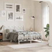 vidaXL Πλαίσιο Κρεβατιού με Κεφαλάρι&Ποδαρικό Λευκό 140x190εκ. Μέταλλο