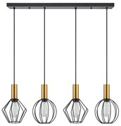 Φωτιστικό Οροφής - Ράγα Adept Flex 77-8937 87x20x300cm 4xE27 60W Black-Gold Homelighting