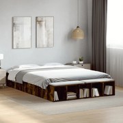 vidaXL Πλαίσιο Κρεβατιού Καπνιστή Δρυς 160x200 εκ. Επεξεργασμένο Ξύλο