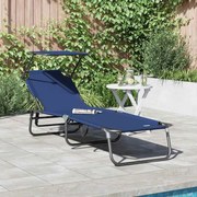 vidaXL Πτυσσόμενη ξαπλώστρα με μαξιλάρι Μπλε 56 x 190 x 81εκ ύφασμα