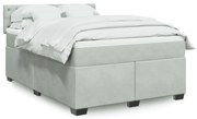 vidaXL Κρεβάτι Boxspring με Στρώμα Ανοιχτό Γκρι 140x190 εκ. Βελούδινο