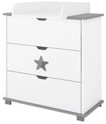 Συρταριέρα  με Αλλαξιέρα  Star White + Grey  83x48x87cm  BC20029  BabyCute