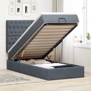 vidaXL Οθωμανικό κρεβάτι με στρώματα &amp; LEDs Σκούρο γκρι Βελούδο