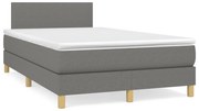 vidaXL Κρεβάτι Boxspring με Στρώμα Σκούρο Γκρι 120x190 εκ Υφασμάτινο