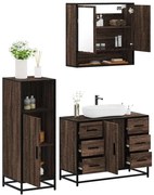 vidaXL Σετ Επίπλων Μπάνιου 3 Τεμαχίων Καφέ Δρυς από Τεχν. Ξύλο