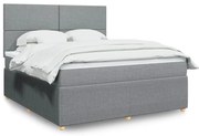 vidaXL Κρεβάτι Boxspring με Στρώμα Ανοιχτό Γκρι 180x200 εκ. Υφασμάτινο