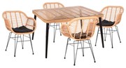 Σετ Κήπου Τραπεζαρία ALLEGRA 5 τεμ Wicker Μπέζ &amp; Μαύρο Μέταλλο