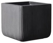 Supergreens Γλάστρα Πήλινη Τετράγωνη ''Stripe'' Γκρι L 37x37x33 εκ.