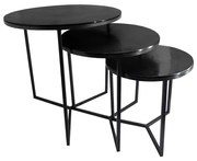 ALUIN SIDE TABLE SET 3ΤΜΧ ΜΑΥΡΟ 60x60xH60cm