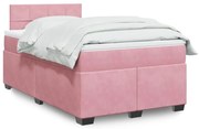 vidaXL Κρεβάτι Boxspring με Στρώμα Ροζ 120x200 εκ. Βελούδινο