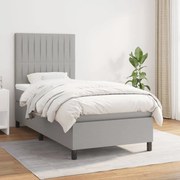 vidaXL Κρεβάτι Boxspring με Στρώμα Ανοιχτό Γκρι 80x200 εκ. Υφασμάτινο