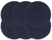 vidaXL Σουπλά Στρογγυλά Απλά 6 τεμ. Ναυτικό Μπλε 38 εκ. Βαμβακερά