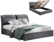 Επενδυμένο Κρεβάτι KENDRA Διπλό με Αποθηκευτικό χώρο Βελούδο Γκρί 160x200 εκ. 177x221x98 εκ.