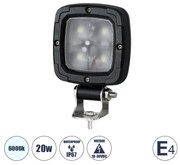 GloboStar® 85427 E4 Mark Vehicle &amp; Forklift Work Lights - Φώτα Εργασίας για Οχήματα Περονοφόρα - Κλάρκ LED 20W DC 10-30V Αδιάβροχο IP67 Ψυχρό Λευκό 6000K Μ14 x Π9.5 x Υ3cm