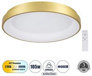 Πλαφονιέρα Φωτιστικό Οροφής Δαχτυλίδι LED CCT 105W 12075lm SALEM Globostar-61239-Χρυσό 61239