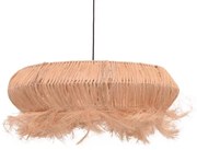 Φωτιστικό οροφής Coanze Inart abaca ξύλο σε φυσικό χρώμα Φ65x35εκ 65x65x185 εκ.