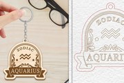 Σετ των 3 Intra απο ξύλο plywood 3mm-4mm πάχος Aquarius Keychain | Ζώδιο Δίασταση 6x6 cm INTRAFABR-102168251