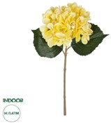 GloboStar® Artificial Garden YELLOW HYDRANGEA BRANCH 21176 Τεχνητό Διακοσμητικό Κλαδί Ορτανσίας Κίτρινης  Y47cm