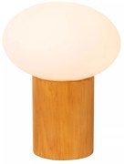 Φωτιστικό Επιτραπέζιο Lucide 05550-10-61 BIRTLE Λευκό (White)|Ξύλο Φυσικό χρώμα (Wood Natural Finish)