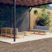 vidaXL Σαλόνι Κήπου Σετ 7 Τεμαχίων Ξύλο Πεύκου με Γκρι Μαξιλάρια