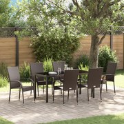 vidaXL Σέτ φαγητού για κήπο 7 pcs Καστανό Ράτα PE