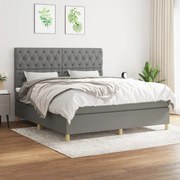 Κρεβάτι Boxspring με Στρώμα Σκούρο Γκρι 160x200 εκ Υφασμάτινο - Γκρι