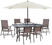 ΣΕΤ ΤΡΑΠΕΖΑΡΙΑ ΤΡΑΠΕΖΙ ΜΕ ΟΜΠΡΕΛΑ ΜΠΕΖ & ΠΟΛΥΘΡΟΝΕΣ 7ΘΕΣΕΩΝ & TEXTILINE ΚΑΦΕ FB911494 9997921