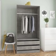 vidaXL Ντουλάπα Γκρι του Σκυροδέματος 100 x 50 x 200 εκ. Μοριοσανίδα
