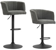 Σκαμπό μπαρ HOMCOM σετ 2 τεμαχίων, πλάτη τύπου κοχύλι, ρυθμιζόμενο ύψος, υποπόδιο, για κουζίνα ή τραπεζαρία, μεταλλική βάση, Σκούρο γκρι