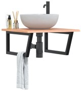 vidaXL Ράφι Νιπτήρα Τοίχου από Ατσάλι / Μασίφ Ξύλο Δρυός