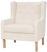 vidaXL Πολυθρόνα Λευκό Κρεμ Υφασμάτινη