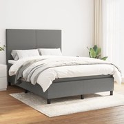 Κρεβάτι Boxspring με Στρώμα Σκούρο Γκρι 140x200 εκ Υφασμάτινο