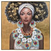 ΠΙΝΑΚΑΣ ΣΕ ΚΑΜΒΑ Fylliana FL4961 WOMAN FACE ΚΑΦΕ-ΧΡΥΣΟ-ΛΕΥΚΟ 100x100xεκ 170-225-005