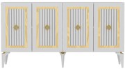 Μπουφές Nora 475OLV1756 150x40x79cm White-Gold Μοριοσανίδα, Μελαμίνη