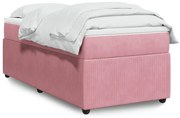 vidaXL Κρεβάτι Boxspring με Στρώμα Ροζ 90x200 εκ. Βελούδινο