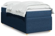 vidaXL Κρεβάτι Boxspring με Στρώμα Μπλε 90x200 εκ.Υφασμάτινο